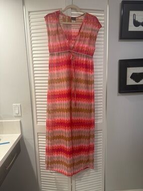 Women's Chevron Maxi Dress in Pink & Brown